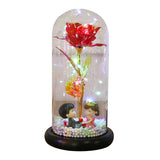 Maxbell Luxury Artificial Flower with Glass Cover Handmade for Mom Women Wife Decor Red