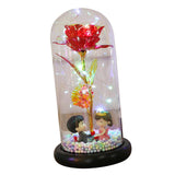 Maxbell Luxury Artificial Flower with Glass Cover Handmade for Mom Women Wife Decor Red