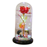 Maxbell Luxury Artificial Flower with Glass Cover Handmade for Mom Women Wife Decor Red