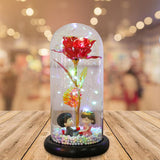 Maxbell Luxury Artificial Flower with Glass Cover Handmade for Mom Women Wife Decor Red