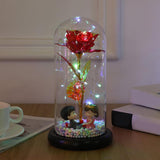 Maxbell Luxury Artificial Flower with Glass Cover Handmade for Mom Women Wife Decor Red