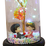 Maxbell Luxury Artificial Flower with Glass Cover Handmade for Mom Women Wife Decor Red