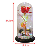 Maxbell Luxury Artificial Flower with Glass Cover Handmade for Mom Women Wife Decor Red