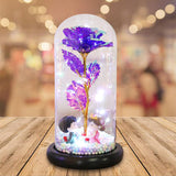 Maxbell Luxury Artificial Flower with Glass Cover Handmade for Mom Women Wife Decor Violet