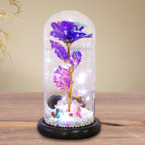 Maxbell Luxury Artificial Flower with Glass Cover Handmade for Mom Women Wife Decor Violet