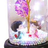 Maxbell Luxury Artificial Flower with Glass Cover Handmade for Mom Women Wife Decor Violet