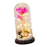 Maxbell Luxury Artificial Flower with Glass Cover Handmade for Mom Women Wife Decor Rose Red