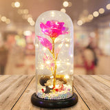 Maxbell Luxury Artificial Flower with Glass Cover Handmade for Mom Women Wife Decor Rose Red