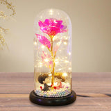 Maxbell Luxury Artificial Flower with Glass Cover Handmade for Mom Women Wife Decor Rose Red
