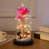 Maxbell Luxury Artificial Flower with Glass Cover Handmade for Mom Women Wife Decor Rose Red