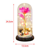 Maxbell Luxury Artificial Flower with Glass Cover Handmade for Mom Women Wife Decor Rose Red