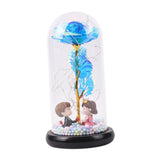 Maxbell Luxury Artificial Flower with Glass Cover Handmade for Mom Women Wife Decor Blue