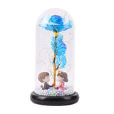 Maxbell Luxury Artificial Flower with Glass Cover Handmade for Mom Women Wife Decor Blue