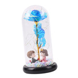 Maxbell Luxury Artificial Flower with Glass Cover Handmade for Mom Women Wife Decor Blue