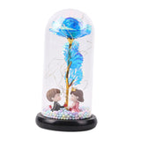 Maxbell Luxury Artificial Flower with Glass Cover Handmade for Mom Women Wife Decor Blue