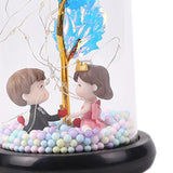 Maxbell Luxury Artificial Flower with Glass Cover Handmade for Mom Women Wife Decor Blue