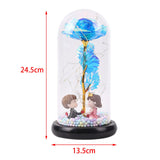 Maxbell Luxury Artificial Flower with Glass Cover Handmade for Mom Women Wife Decor Blue