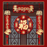 Maxbell Chinese Spring Couplet Art Fu Character Window Decor for Entrance Decor A