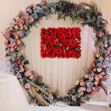 Maxbell Flowers Wall Panel 40Cmx60cm Floral Backdrop for Indoor Party Baby Shower Red
