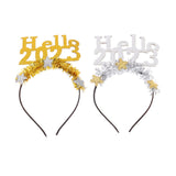 Maxbell Happy New Year Headband Party Hair Accessory Hair Hoop for Women Man Kids Aureate