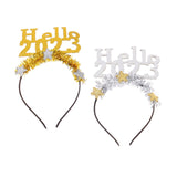 Maxbell Happy New Year Headband Party Hair Accessory Hair Hoop for Women Man Kids Aureate