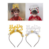 Maxbell Happy New Year Headband Party Hair Accessory Hair Hoop for Women Man Kids Aureate
