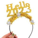 Maxbell Happy New Year Headband Party Hair Accessory Hair Hoop for Women Man Kids Aureate