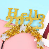 Maxbell Happy New Year Headband Party Hair Accessory Hair Hoop for Women Man Kids Aureate
