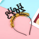 Maxbell Happy New Year Headband Party Hair Accessory Hair Hoop for Women Man Kids Aureate