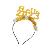 Maxbell Happy New Year Headband Party Hair Accessory Hair Hoop for Women Man Kids Aureate