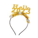 Maxbell Happy New Year Headband Party Hair Accessory Hair Hoop for Women Man Kids Aureate
