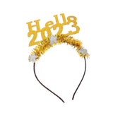 Maxbell Happy New Year Headband Party Hair Accessory Hair Hoop for Women Man Kids Aureate