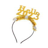 Maxbell Happy New Year Headband Party Hair Accessory Hair Hoop for Women Man Kids Aureate