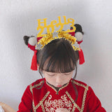Maxbell Happy New Year Headband Party Hair Accessory Hair Hoop for Women Man Kids Aureate