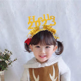 Maxbell Happy New Year Headband Party Hair Accessory Hair Hoop for Women Man Kids Aureate