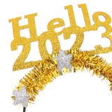 Maxbell Happy New Year Headband Party Hair Accessory Hair Hoop for Women Man Kids Aureate