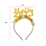 Maxbell Happy New Year Headband Party Hair Accessory Hair Hoop for Women Man Kids Aureate