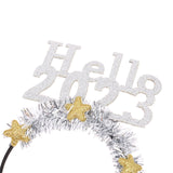 Maxbell Happy New Year Headband Party Hair Accessory Hair Hoop for Women Man Kids Argent