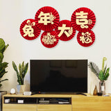 Maxbell 6Pcs Chinese Decoration Paper Flowers Fan New Year for Door Decoration Style A