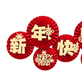 Maxbell 6Pcs Chinese Decoration Paper Flowers Fan New Year for Door Decoration Style B