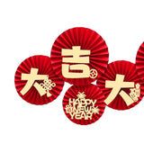Maxbell 6Pcs Chinese Decoration Paper Flowers Fan New Year for Door Decoration Style D
