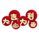 Maxbell 6Pcs Chinese Decoration Paper Flowers Fan New Year for Door Decoration Style D