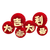 Maxbell 6Pcs Chinese Decoration Paper Flowers Fan New Year for Door Decoration Style D