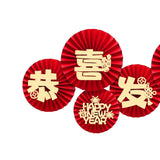 Maxbell 6Pcs Chinese Decoration Paper Flowers Fan New Year for Door Decoration Style E
