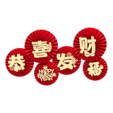 Maxbell 6Pcs Chinese Decoration Paper Flowers Fan New Year for Door Decoration Style E