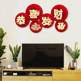 Maxbell 6Pcs Chinese Decoration Paper Flowers Fan New Year for Door Decoration Style E