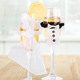 Maxbell 2Pcs Wedding Flute Decoration Set Toasting Flutes Decoration for Wedding