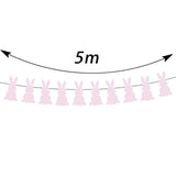 Maxbell Easter Bunny Banner Wall Hanging Decorations Bunting for Outdoor Party Pink