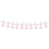 Maxbell Easter Bunny Banner Wall Hanging Decorations Bunting for Outdoor Party Pink