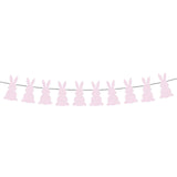 Maxbell Easter Bunny Banner Wall Hanging Decorations Bunting for Outdoor Party Pink